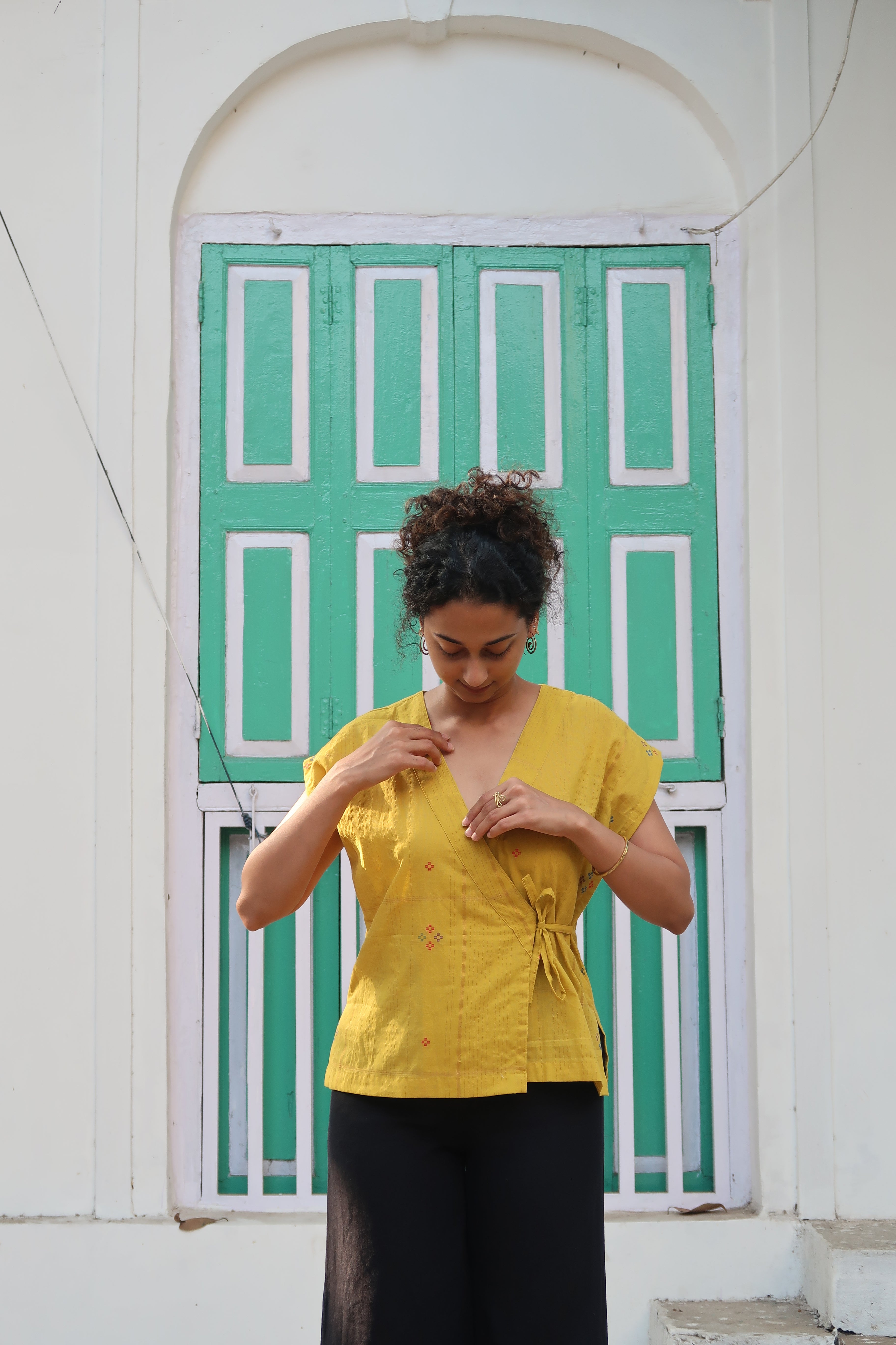 Mustard yellow Angarkha