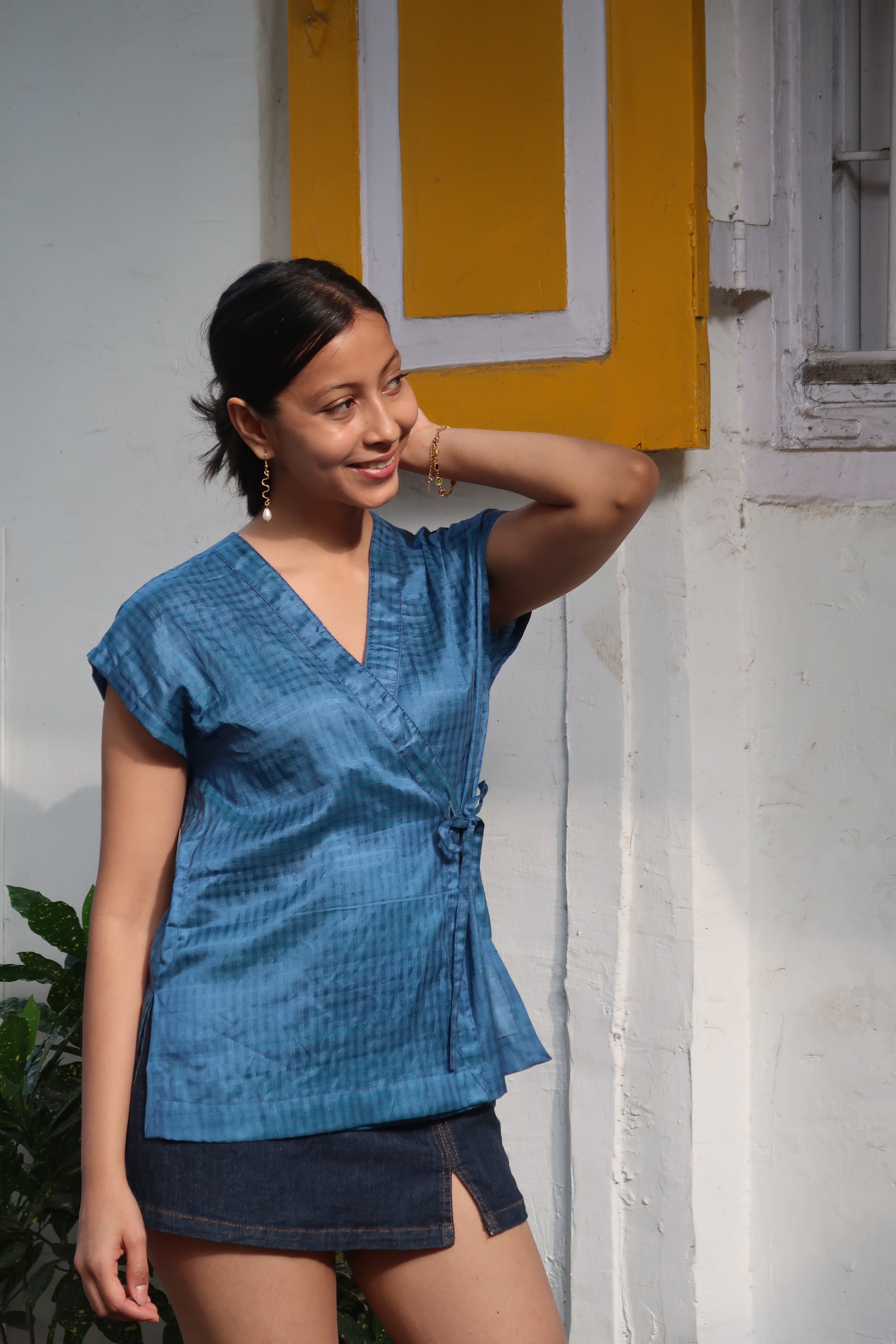 Blue Silk Angarkha top