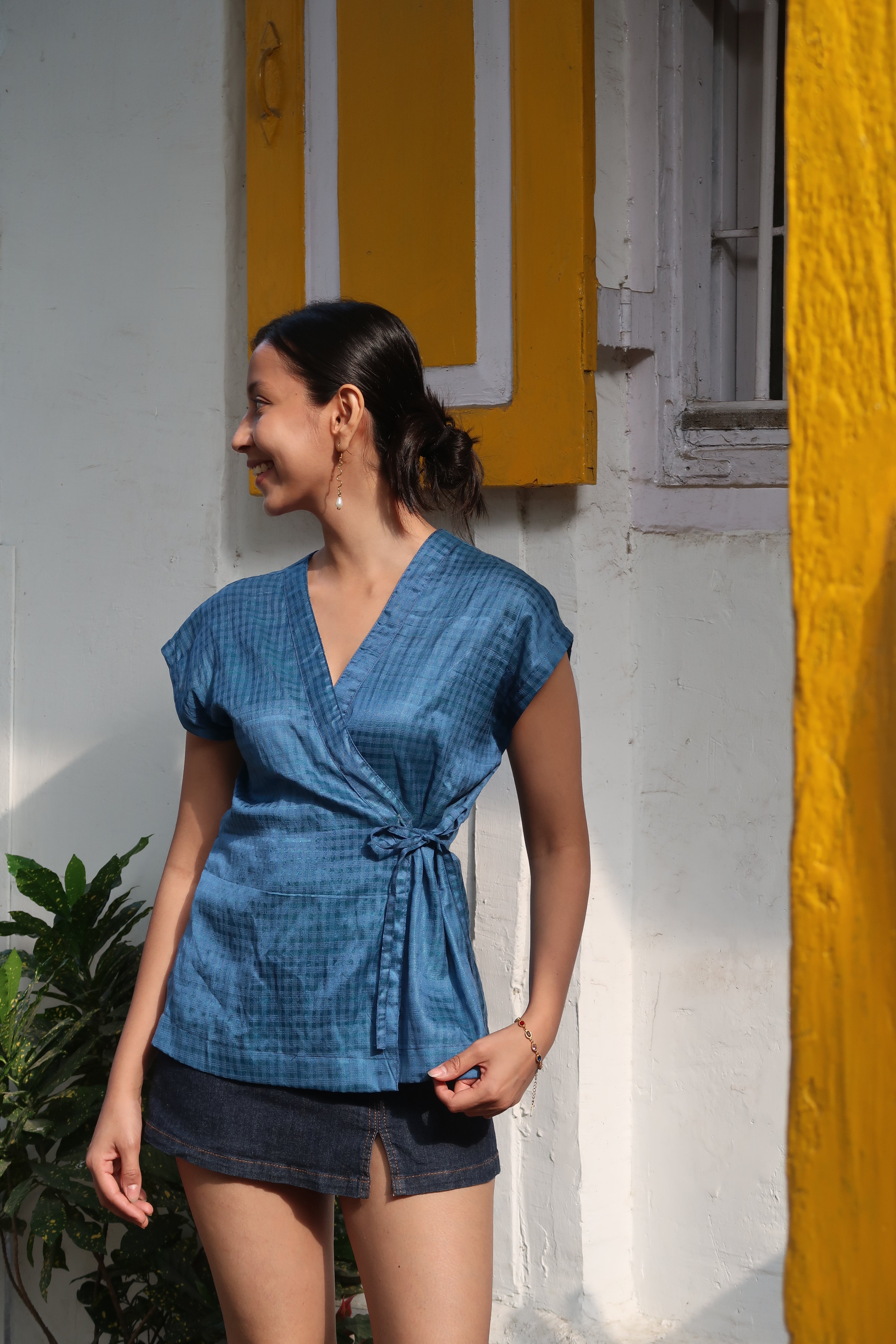 Blue Silk Angarkha top