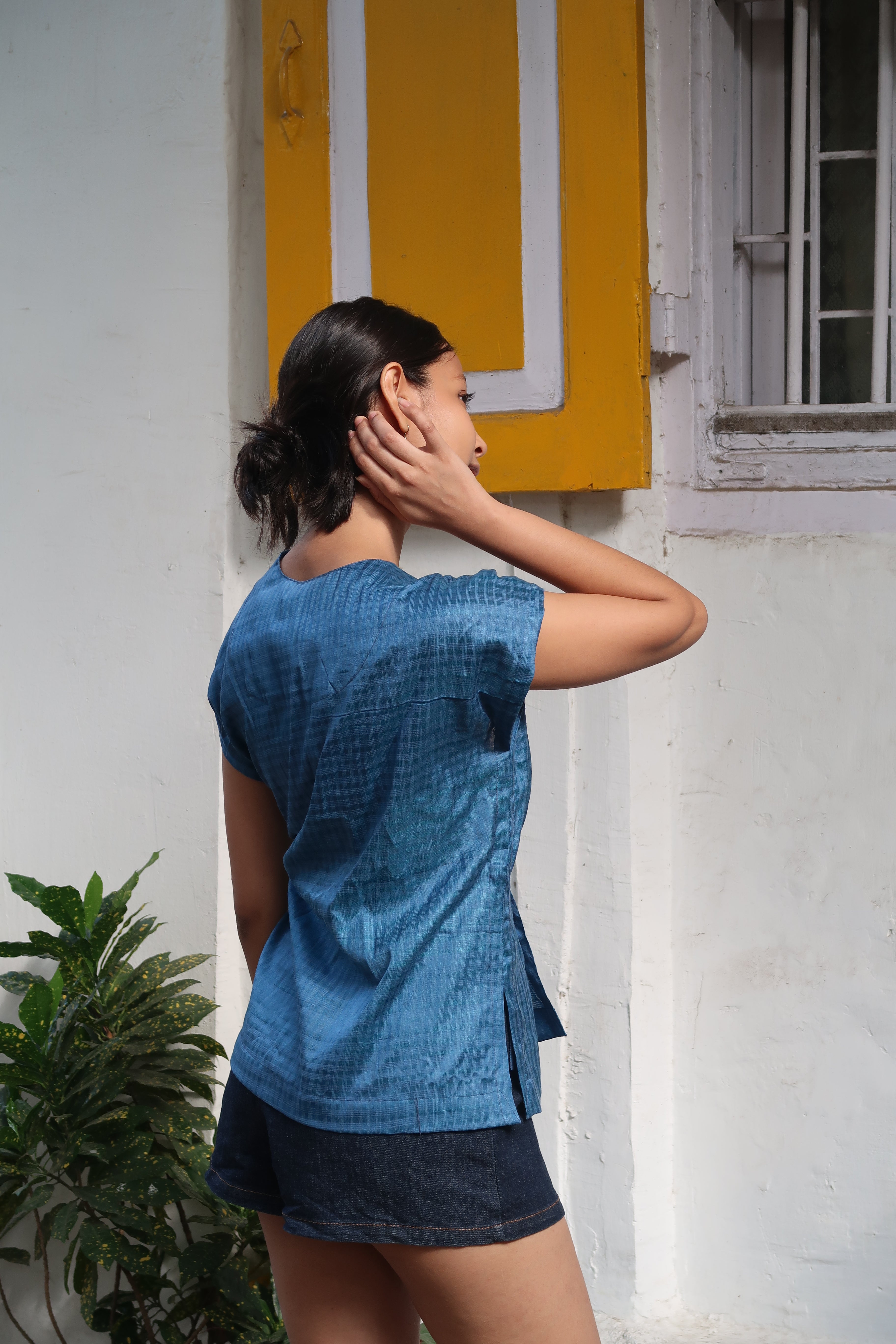 Blue Silk Angarkha top