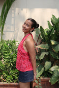 Pink Ikkat halterneck top