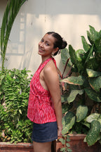 Pink Ikkat halterneck top