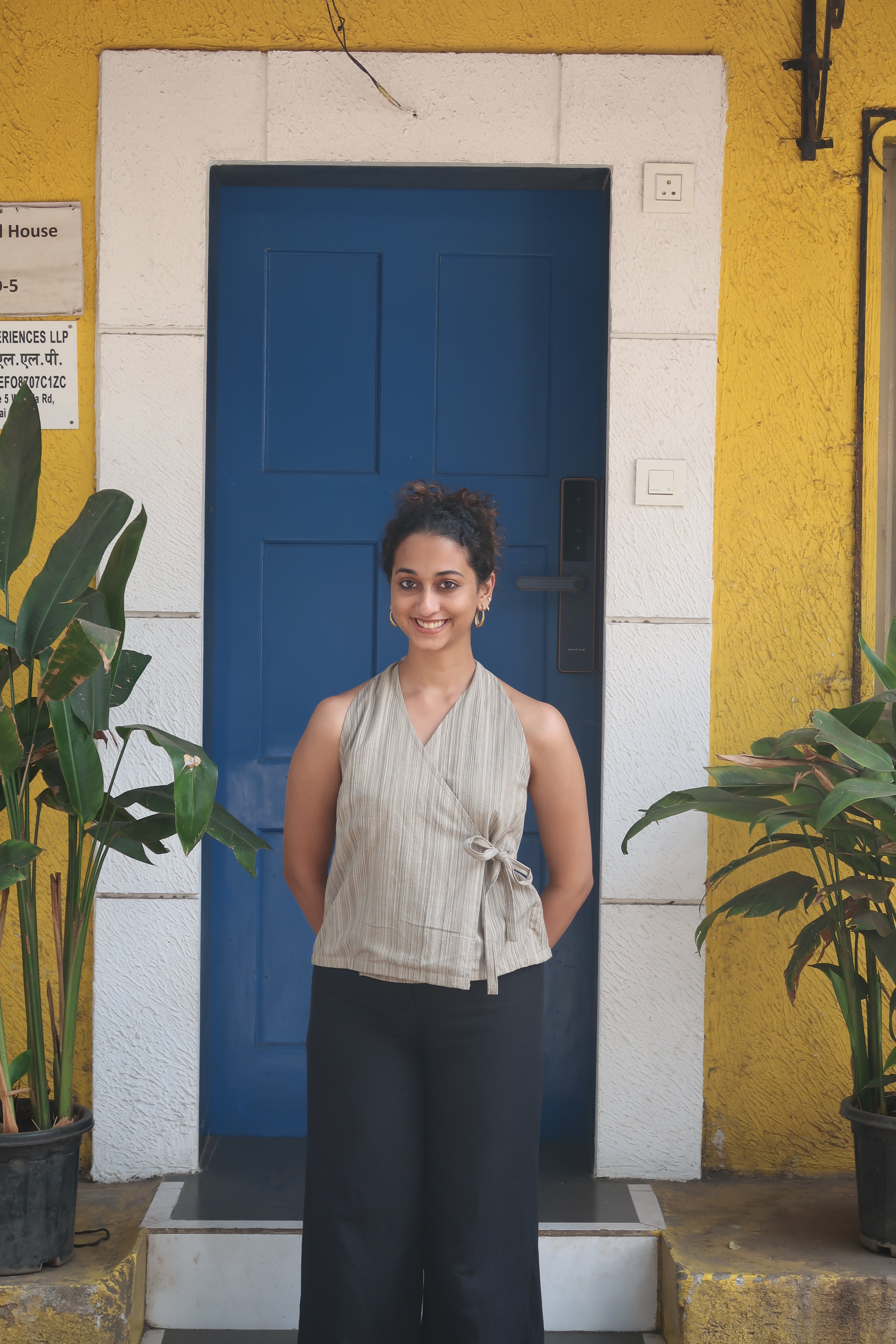 Grey handwoven halterneck top