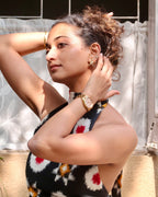 Kohl Black Double Ikkat High Neck Top